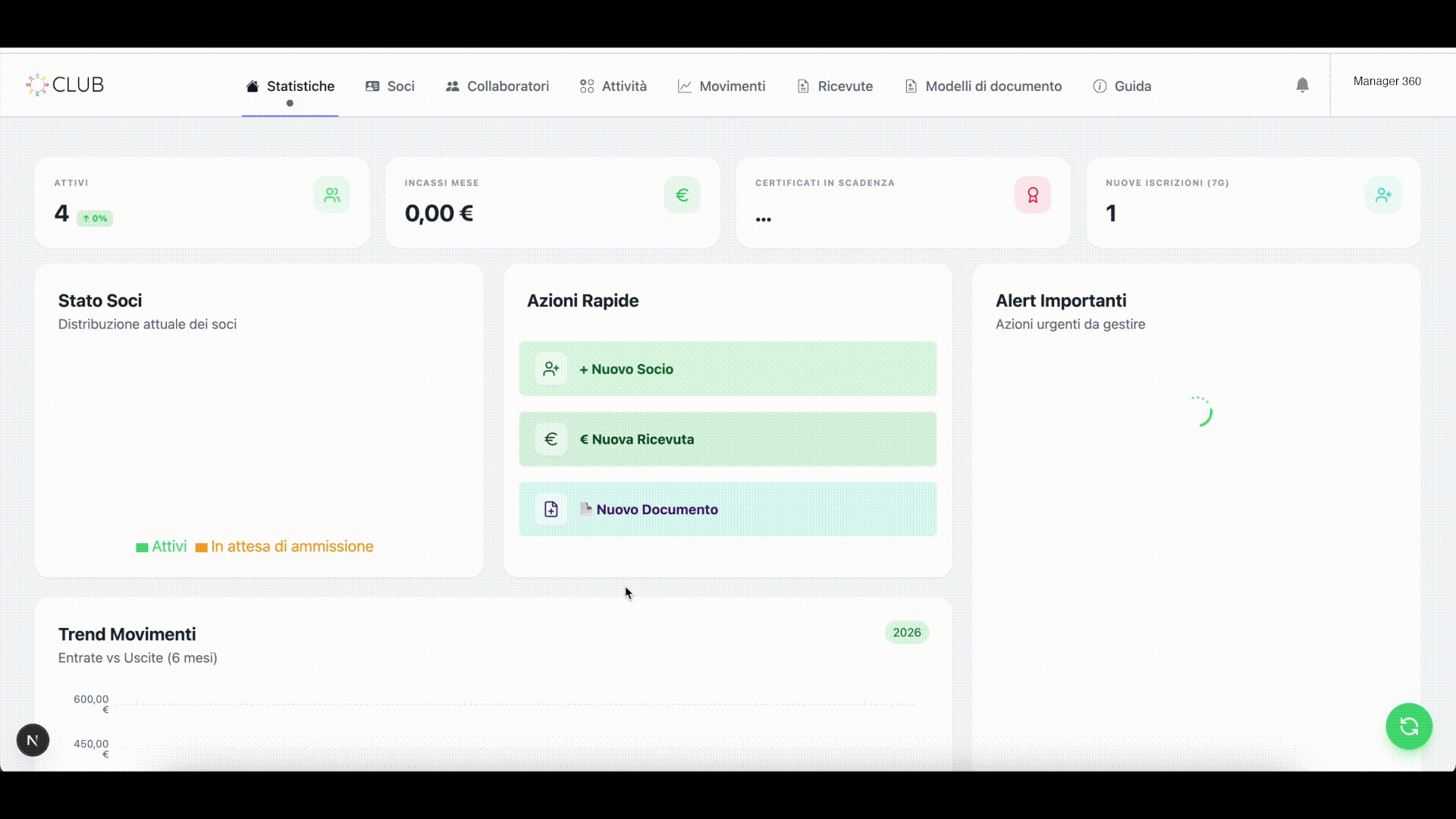 Club Manager 360 Dashboard